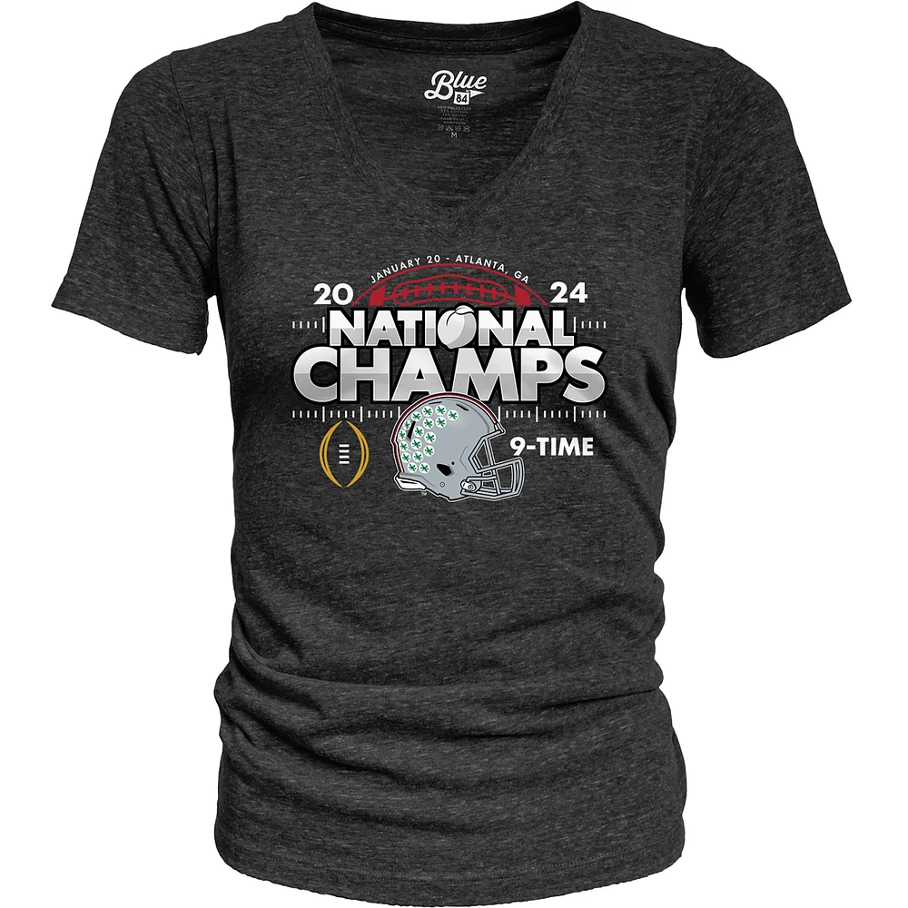 Women's Blue 84 Black Ohio State Buckeyes College Football Playoff 2024 National Champions Schedule T-Shirt