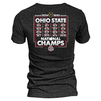 Women's Blue 84 Black Ohio State Buckeyes College Football Playoff 2024 National Champions Schedule T-Shirt