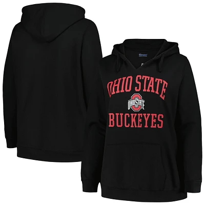 Pull noir à col cranté Heart & Soul pour femmes Champion de l'Ohio State Buckeyes, grande taille