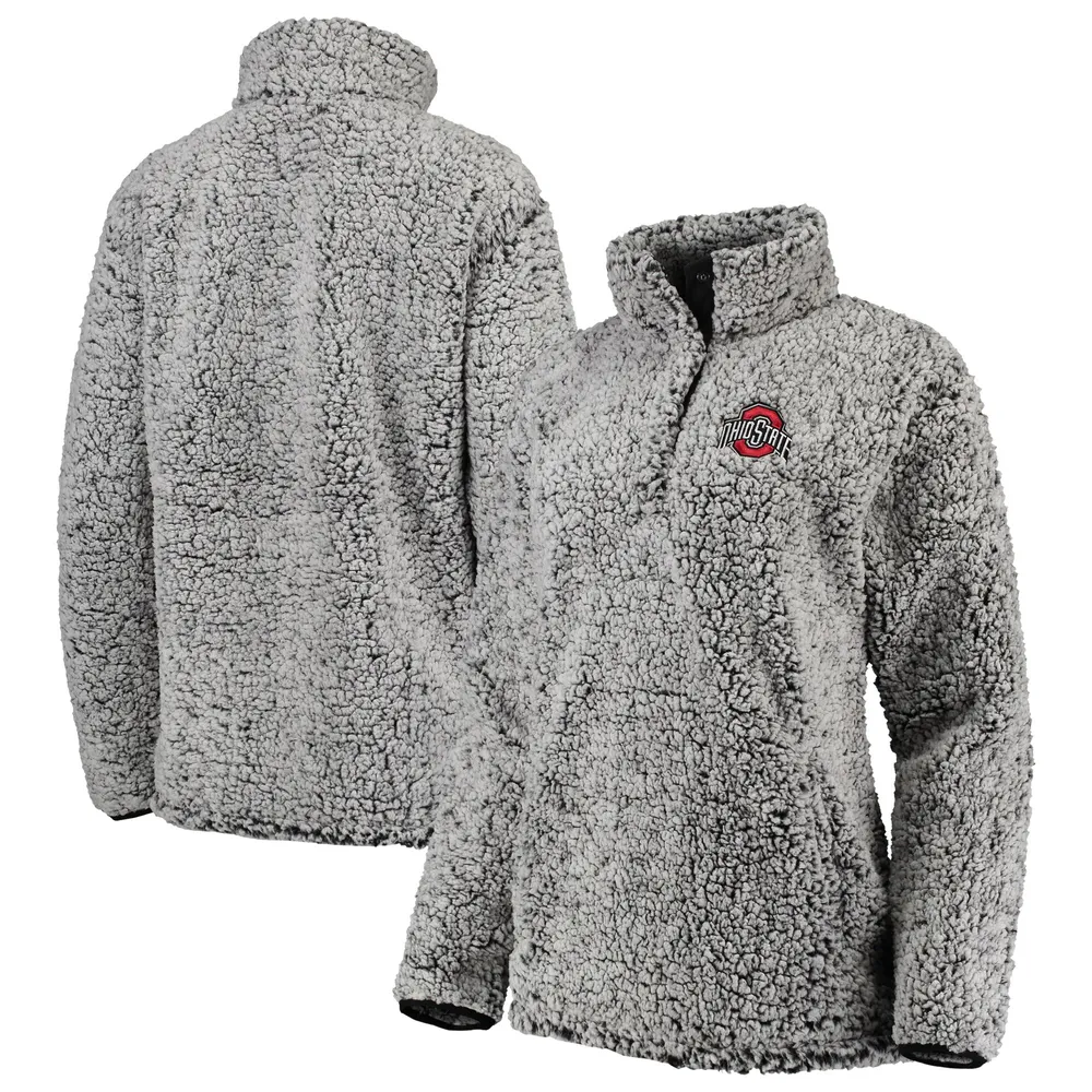 Women's Gray Buffalo Bills Sherpa Quarter-Zip Pullover Jacket