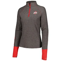 Haut à manches raglan et quart de zip Colosseum noir Ohio State Buckeyes Morningside pour femmes