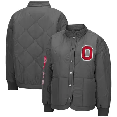 Ohio State Buckeyes Colosseum Women's Quilted Full-Snap Jacket - Charcoal