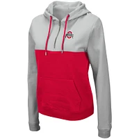 Chandail à capuchon léger demi-glissière Aidan Colosseum Grey/Scarlet Ohio State Buckeyes pour femme