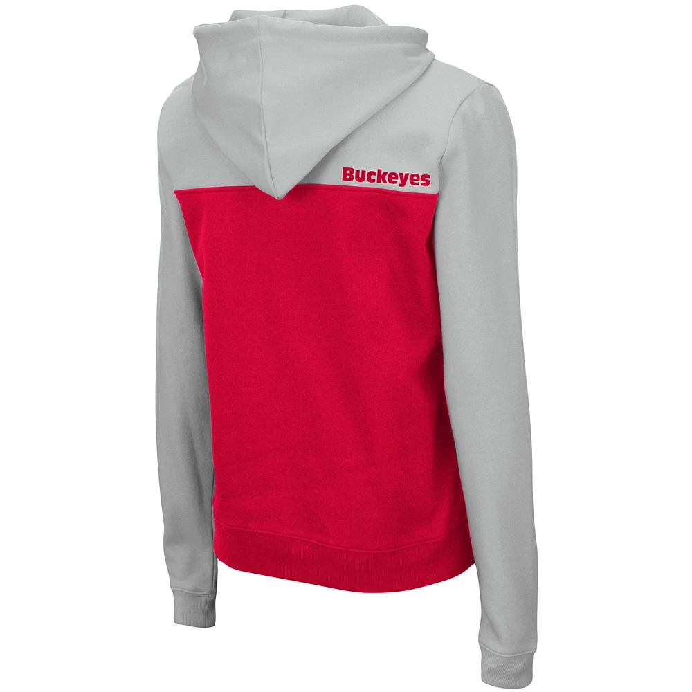 Chandail à capuchon léger demi-glissière Aidan Colosseum Grey/Scarlet Ohio State Buckeyes pour femme