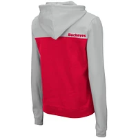Chandail à capuchon léger demi-glissière Aidan Colosseum Grey/Scarlet Ohio State Buckeyes pour femme