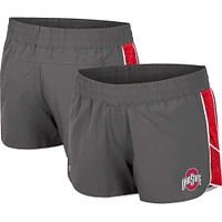 Women's Colosseum Gray Ohio State Buckeyes Pull The Switch Running Shorts