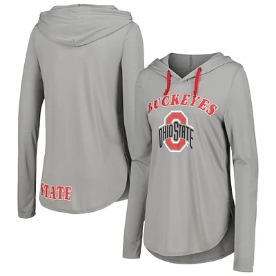 Colosseum Heather Charcoal Ohio State Buckeyes My Lover T-shirt à capuche léger manches longues pour femme