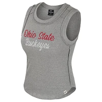 Women's Colosseum Heather Gray Ohio State Buckeyes Beach You Ribbed Tri-Blend Tank Top