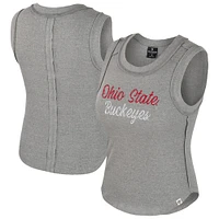 Women's Colosseum Heather Gray Ohio State Buckeyes Beach You Ribbed Tri-Blend Tank Top