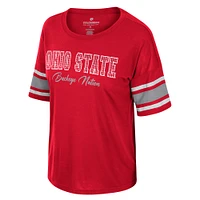 Women's Colosseum Scarlet Ohio State Buckeyes I'm Gliding Here Rhinestone T-Shirt