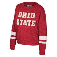 Women's Colosseum Scarlet Ohio State Buckeyes Lost City Speckle Pullover Sweatshirt