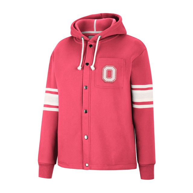 Veste à capuche rayée Colosseum Scarlet Ohio State Buckeyes Mia pour femme