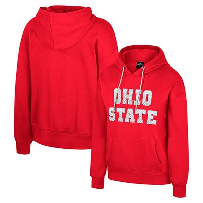 Sweat à capuche cordon de serrage avec strass réfléchissants pour femme Colosseum Scarlet Ohio State Buckeyes