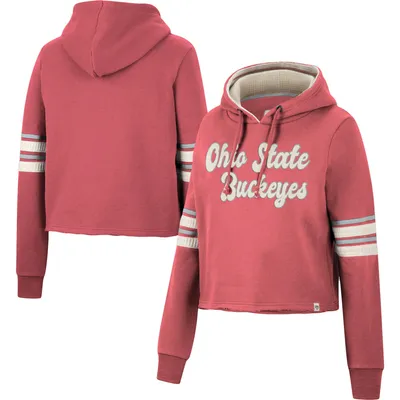 Ohio State Buckeyes Colosseum Women's Retro Cropped Pullover Hoodie - Scarlet