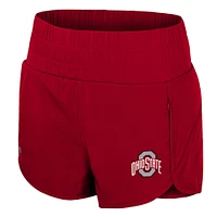 Women's Colosseum Scarlet Ohio State Buckeyes Stop By Smocked High Waist Shorts