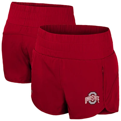Women's Colosseum Scarlet Ohio State Buckeyes Stop By Smocked High Waist Shorts