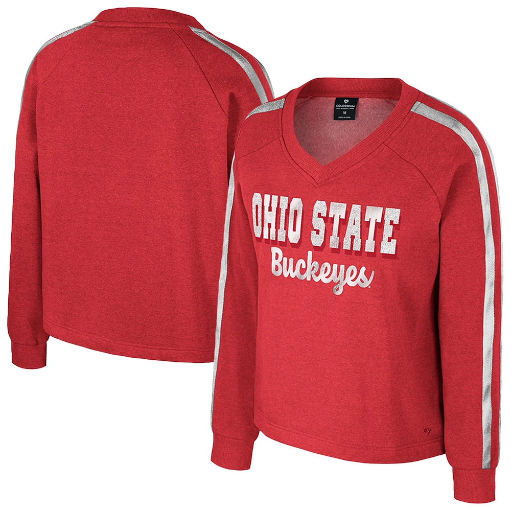 Women's Colosseum Scarlet Ohio State Buckeyes Treasures Long Sleeve V-Neck T-Shirt