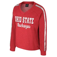 T-shirt à manches longues et col en V pour femme Colosseum Scarlet Ohio State Buckeyes Treasures