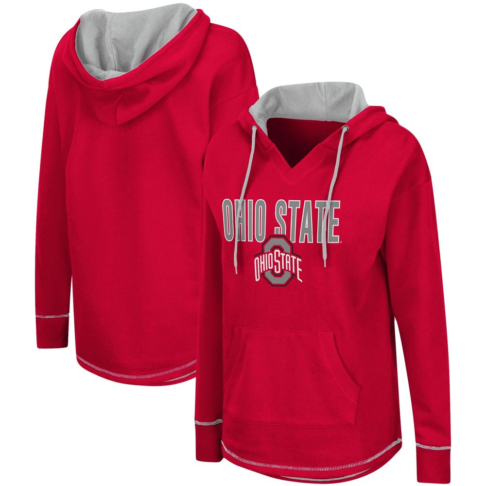 Women's Colosseum Scarlet Ohio State Buckeyes Tunic Pullover Hoodie