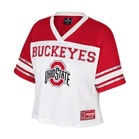 Women's Colosseum  White Ohio State Buckeyes Treasure Cropped Football Jersey