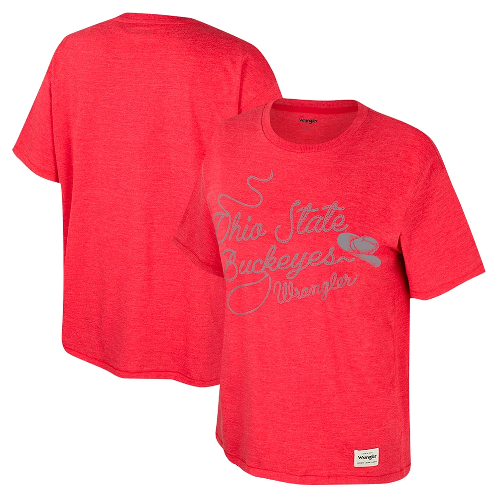 T-shirt surdimensionné Colosseum x Wrangler Scarlet Ohio State Buckeyes Lasso pour femmes