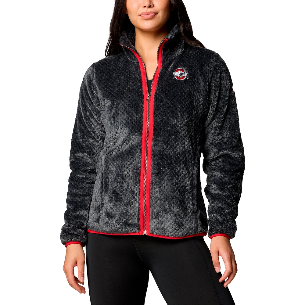 Veste zippée en sherpa Fireside II noire pour femme de Columbia Ohio State Buckeyes