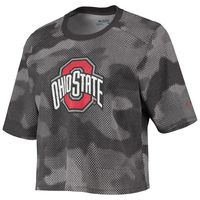 Women's Columbia Gray/Black Ohio State Buckeyes Park Camo Boxy T-Shirt