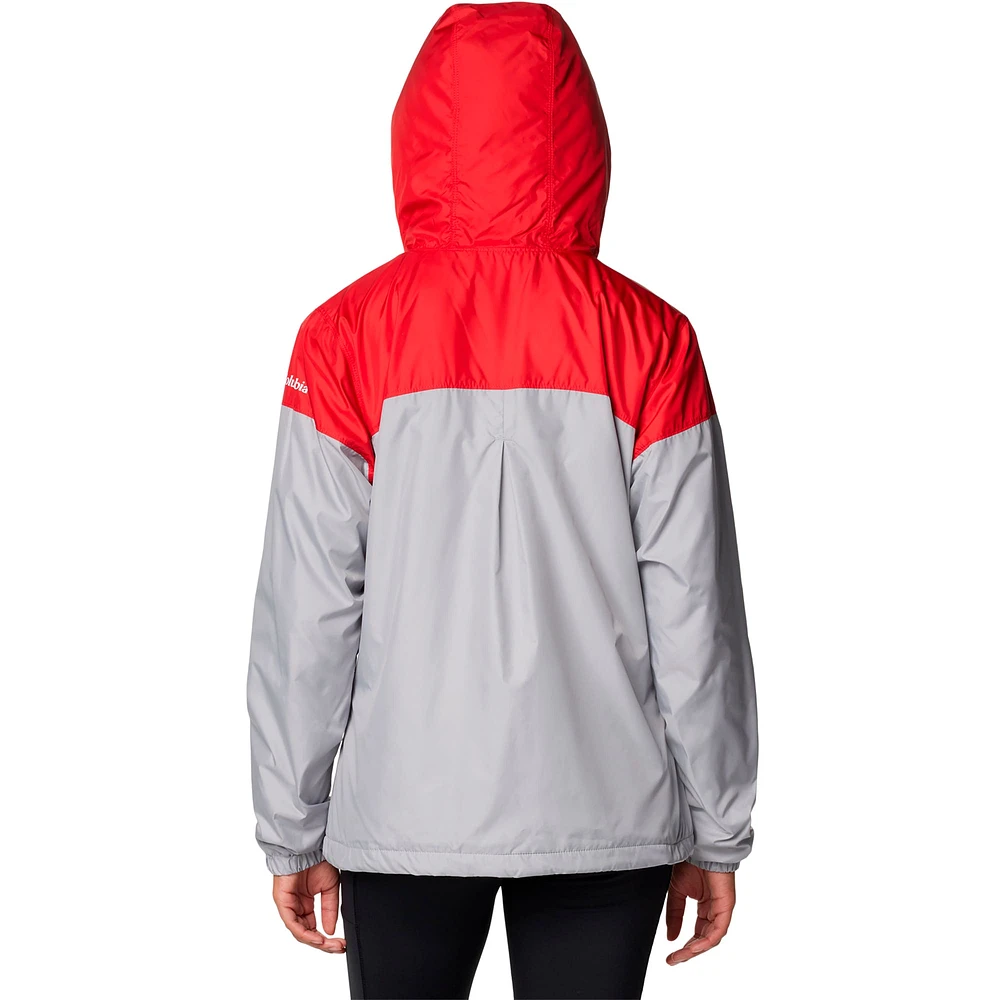 Veste coupe-vent à capuche entièrement zippée Flash Forward pour femme Columbia Scarlet/Gray Ohio State Buckeyes