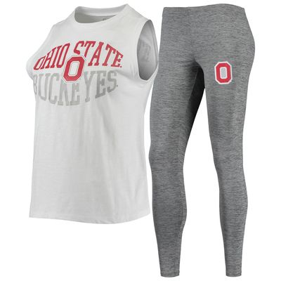 Women's Concepts Sport Charcoal/White Ohio State Buckeyes Tank Top & Leggings Sleep Set