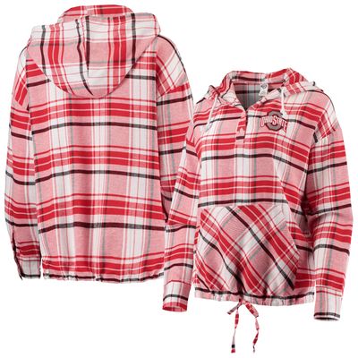 Women's Concepts Sport Scarlet/Black Ohio State Buckeyes Accolade Plaid Pullover Hoodie