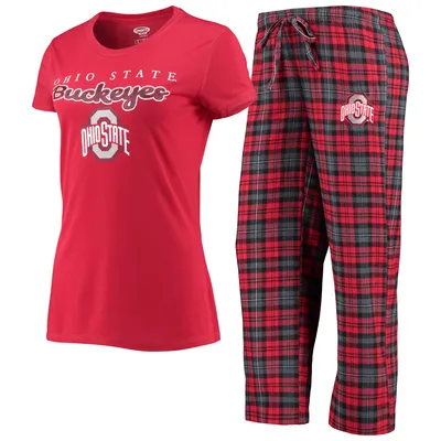 Ohio State Buckeyes Concepts Sport Women's Lodge T-Shirt & Flannel Pants Sleep Set - Scarlet/Black