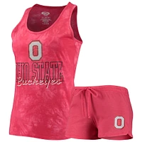 Women's Concepts Sport Scarlet Ohio State Buckeyes Billboard Tie-Dye Tank Top & Shorts Set