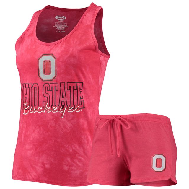 Concepts Sport Ensemble débardeur et short pour femme Scarlet Ohio State Buckeyes Billboard Tie-Dye