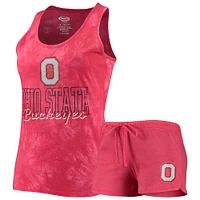 Women's Concepts Sport Scarlet Ohio State Buckeyes Billboard Tie-Dye Tank Top & Shorts Set