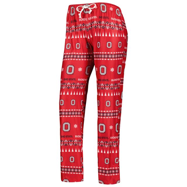 Femme Concepts Sport Scarlet Ohio State Buckeyes Flurry Ugly Sweater à manches longues T-shirt et pantalon Ensemble de nuit