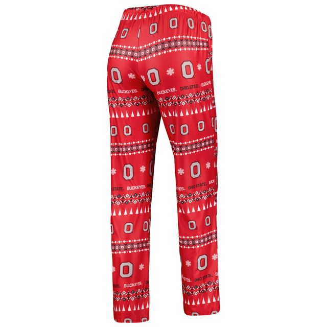 Femme Concepts Sport Scarlet Ohio State Buckeyes Flurry Ugly Sweater à manches longues T-shirt et pantalon Ensemble de nuit