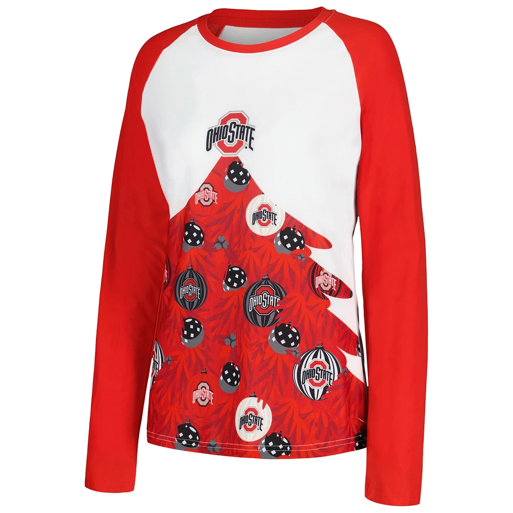 Women's Concepts Sport Scarlet Ohio State Buckeyes Tinsel Ugly Sweater Long Sleeve T-Shirt & Pants Sleep Set