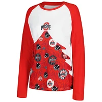 Women's Concepts Sport Scarlet Ohio State Buckeyes Tinsel Ugly Sweater Long Sleeve T-Shirt & Pants Sleep Set