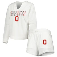 Ensemble t-shirt à manches longues et short Concepts Sport Ohio State Buckeyes Sunray pour femme