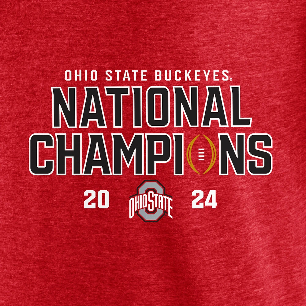 Women's Fanatics Scarlet Ohio State Buckeyes College Football Playoff 2024 National Champions Schedule T-Shirt