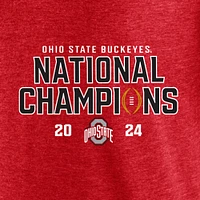 Women's Fanatics Scarlet Ohio State Buckeyes College Football Playoff 2024 National Champions Schedule T-Shirt