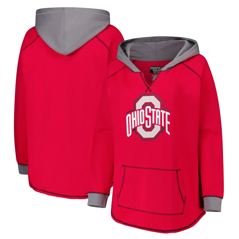 Sweat à capuche grande taille Fanatics Scarlet Ohio State Buckeyes pour femmes