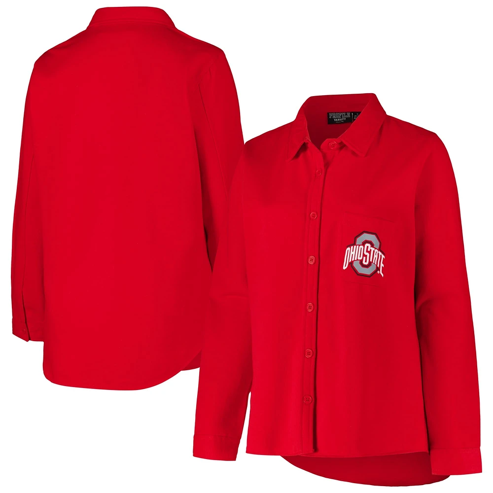 Veste boutonnée grande taille Fanatics Scarlet Ohio State Buckeyes pour femmes