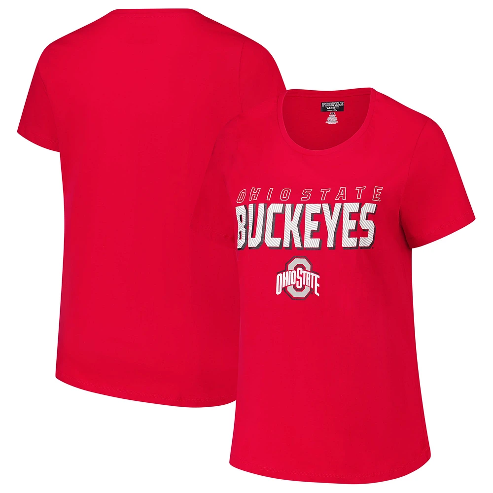 T-shirt à col rond mince taille plus Fanatics Scarlet Ohio State Buckeyes pour femmes