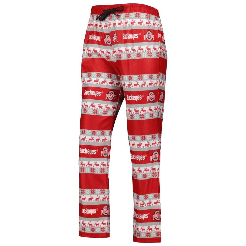 Women's FOCO Scarlet Ohio State Buckeyes Ugly Long Sleeve T-Shirt & Pajama Pants Sleep Set