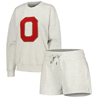 Gameday Couture Ash Ohio State Buckeyes Team Effort Sweat-shirt et short pour femme