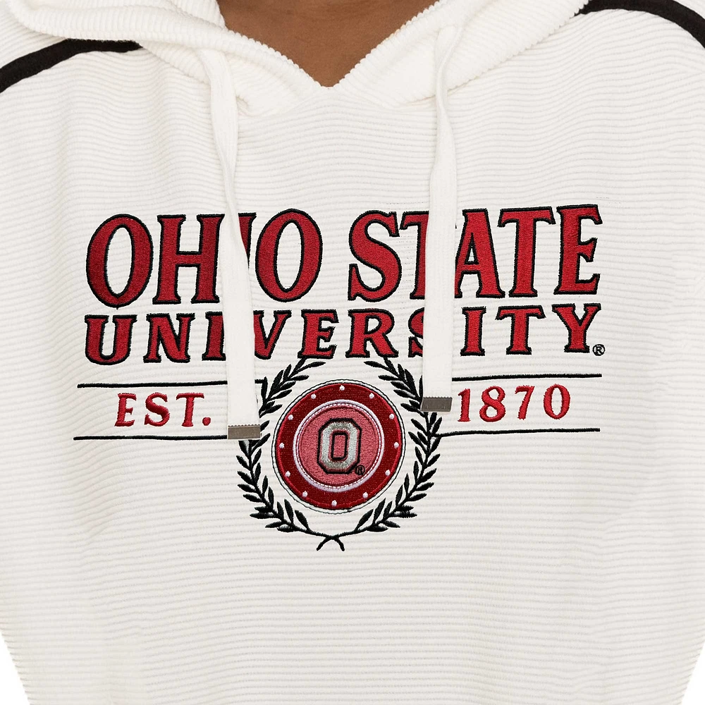 Women's Gameday Couture Cream Ohio State Buckeyes Down, Set, Go Pullover Hoodie and Shorts Set