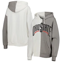 Sweat à capuche fendu Ohio State Buckeyes Gameday Couture gris/blanc pour femme