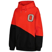 Sweat à capuche Gameday Couture pour femmes, écarlate/noir, Ohio State Buckeyes Matchmaker Diagonal Cowl