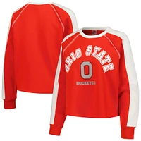 Women's Gameday Couture Scarlet Ohio State Buckeyes Blindside Raglan Cropped Pullover Sweatshirt